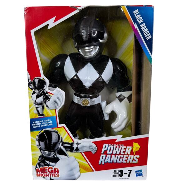 5 for $25| Playskool Heroes Mega Mighties Power Rangers Black Ranger 10" Figure - Picture 1 of 6